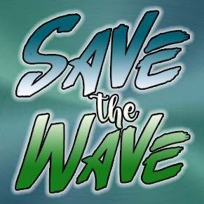Logo with the words "Save the Wave"